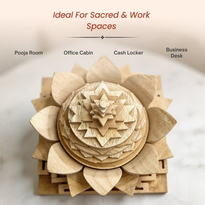 Wooden Meru Shriparni (Sevan or Saven) Vastu Shri Yantra For Home & Office [Temple & North - East] - plusvalueindia