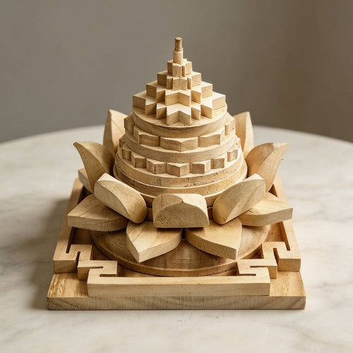Wooden Meru Shriparni (Sevan or Saven) Vastu Shri Yantra For Home & Office [Temple & North - East] - plusvalueindia