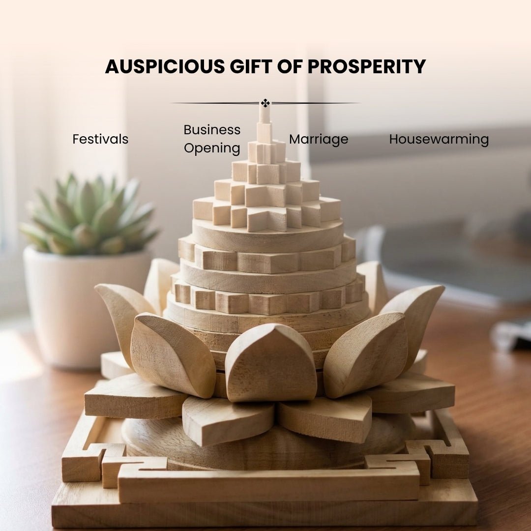 Wooden Meru Shriparni (Sevan or Saven) Vastu Shri Yantra For Home & Office [Temple & North - East] - plusvalueindia