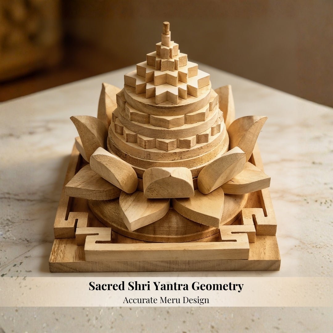 Wooden Meru Shriparni (Sevan or Saven) Vastu Shri Yantra For Home & Office [Temple & North - East] - plusvalueindia