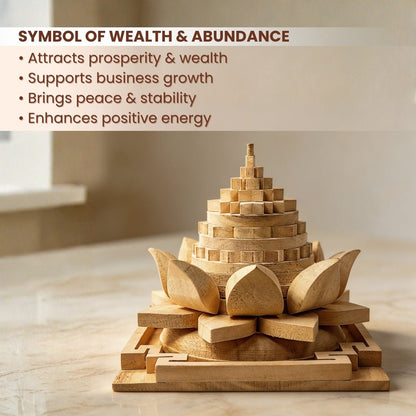 Wooden Meru Shriparni (Sevan or Saven) Vastu Shri Yantra For Home & Office [Temple & North - East] - plusvalueindia