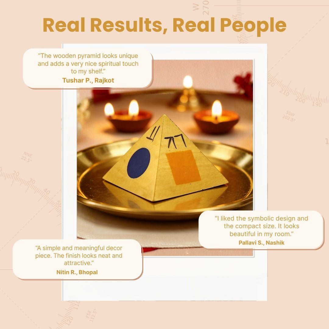 Vastu Wooden Pyramid Symbol [2 Inches] (Set of 3 Pyramids) - plusvalueindia