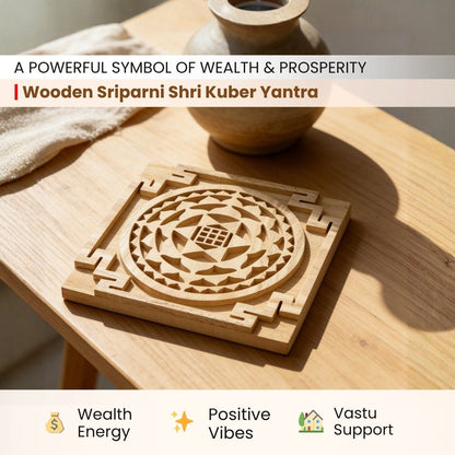 Wooden Sriparni Shriparni Savan Shri Kuber Yantra, yantra for home and office