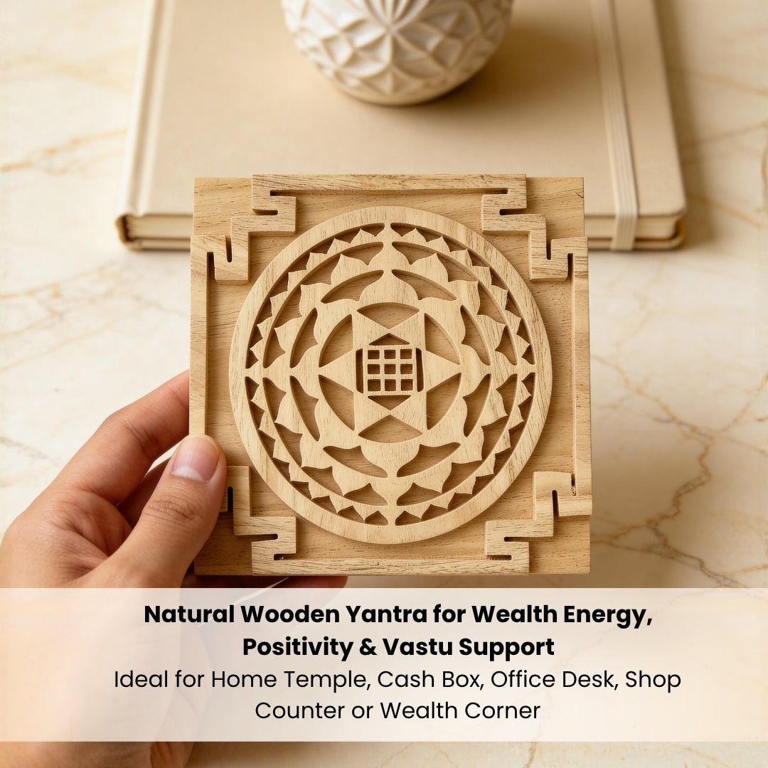 Wooden Sriparni Shriparni Savan Shri Kuber Yantra, energised before dispatch by Plus Value India