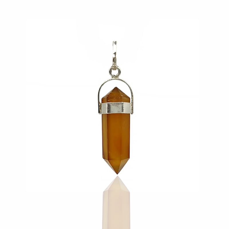 yellow agate stone crystal pendant pencil shape