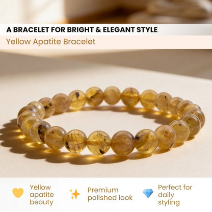 Yellow Apatite Bracelet - 8mm Beads - plusvalueindia