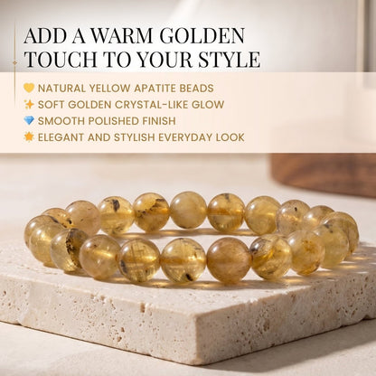 Yellow Apatite Bracelet - 8mm Beads - plusvalueindia