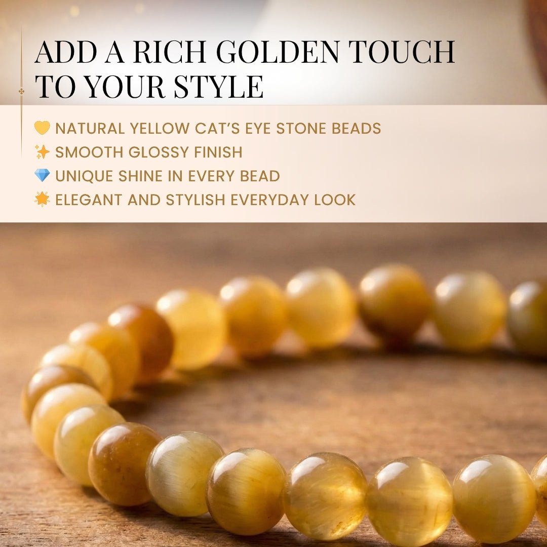 Yellow Cat's Eye Stone Bracelet - plusvalueindia