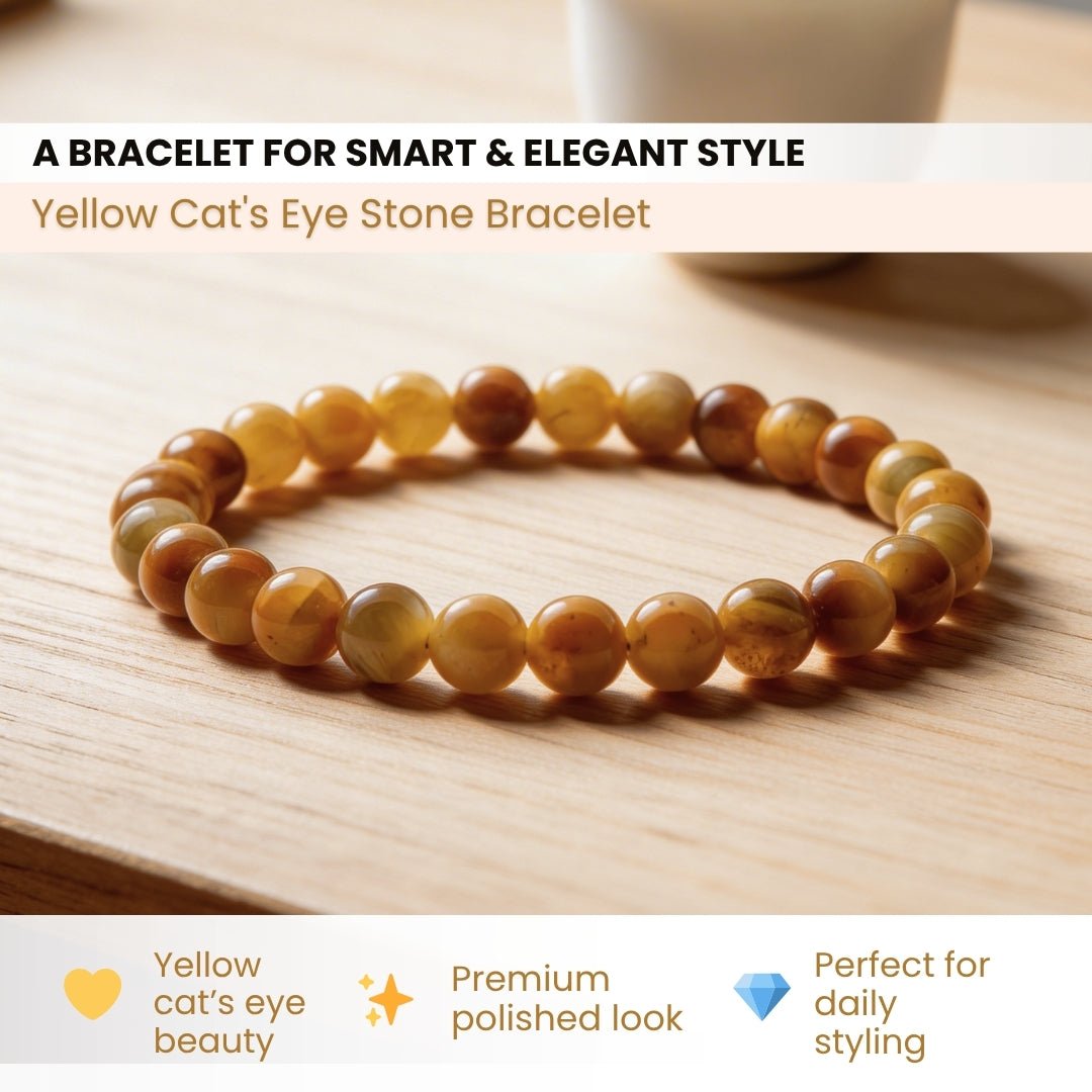 Yellow Cat's Eye Stone Bracelet - plusvalueindia