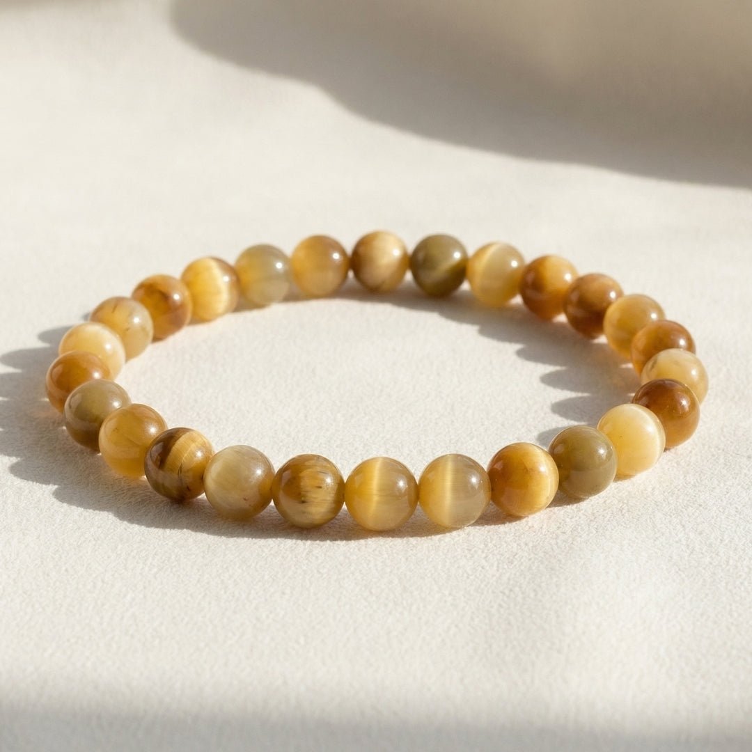 Yellow Cat's Eye Stone Bracelet - plusvalueindia