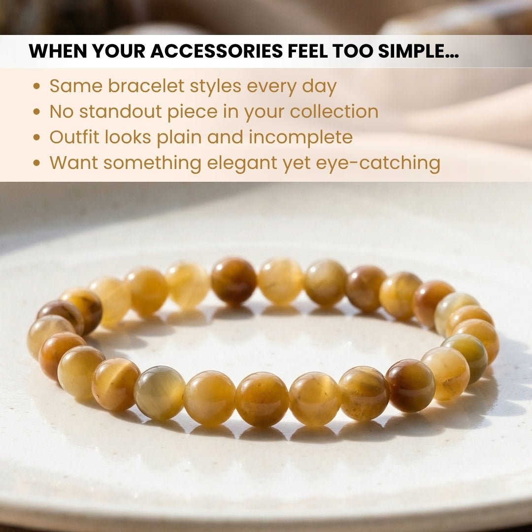 Yellow Cat's Eye Stone Bracelet - plusvalueindia