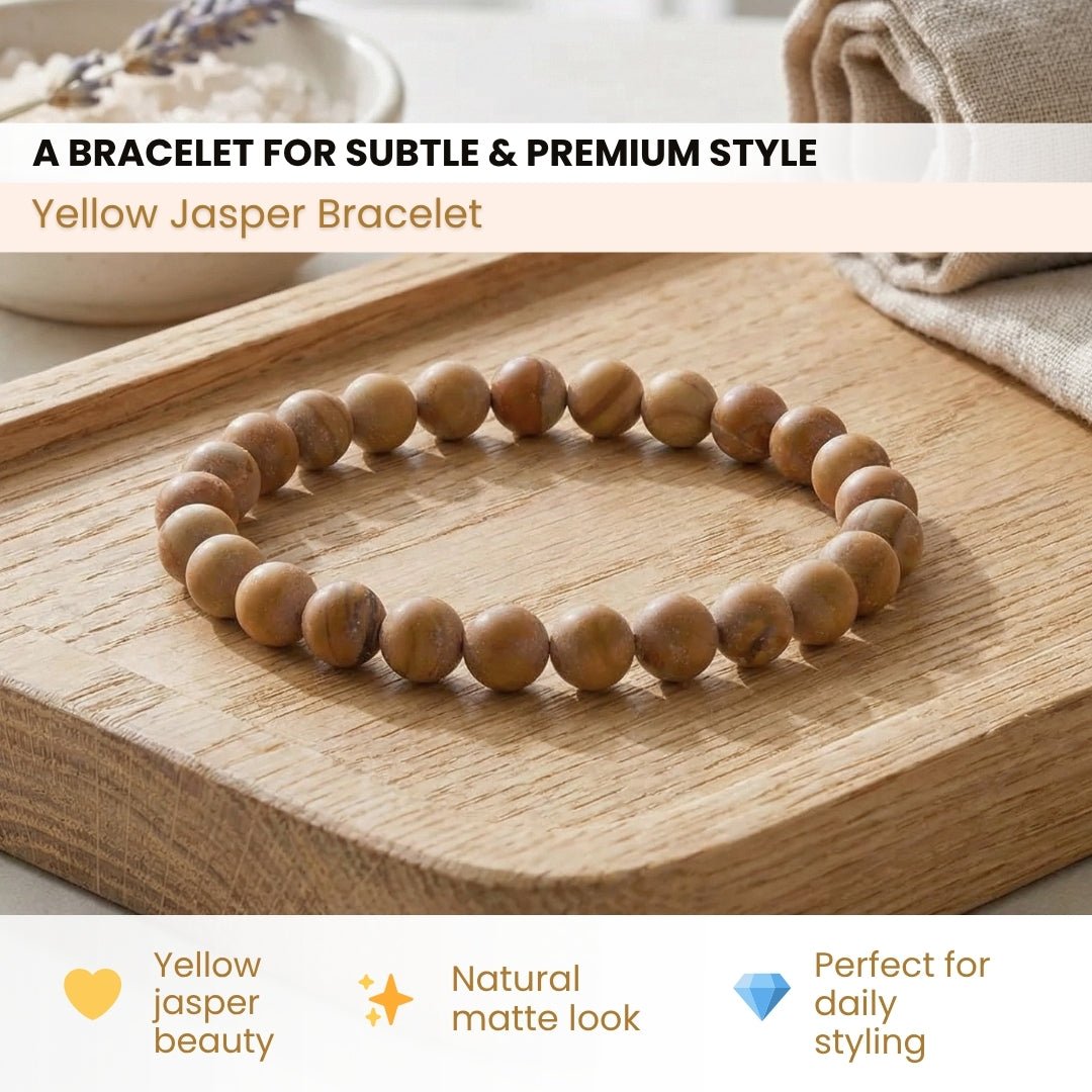 Yellow Jasper Bracelet Healing Crystal Self Confidence - plusvalueindia