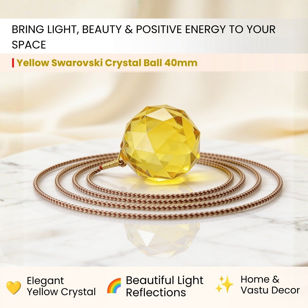 close-up of the cut yellow crystal ball surface