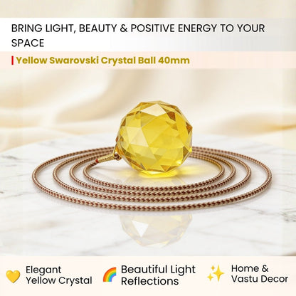 close-up of the cut yellow crystal ball surface