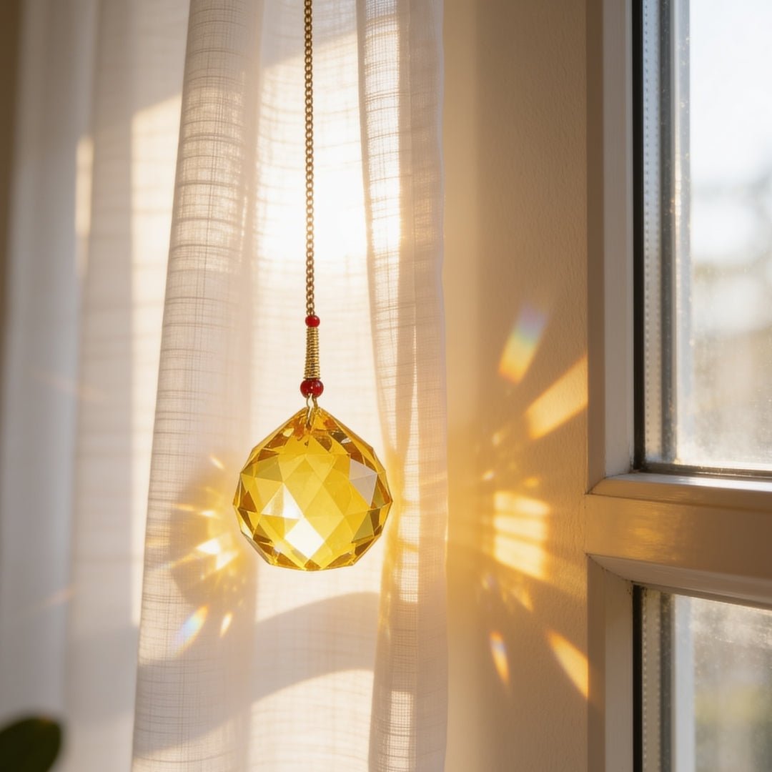 yellow Swarovski crystal ball suncatcher, 40 mm