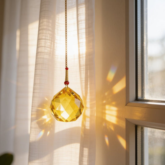 yellow Swarovski crystal ball suncatcher, 40 mm