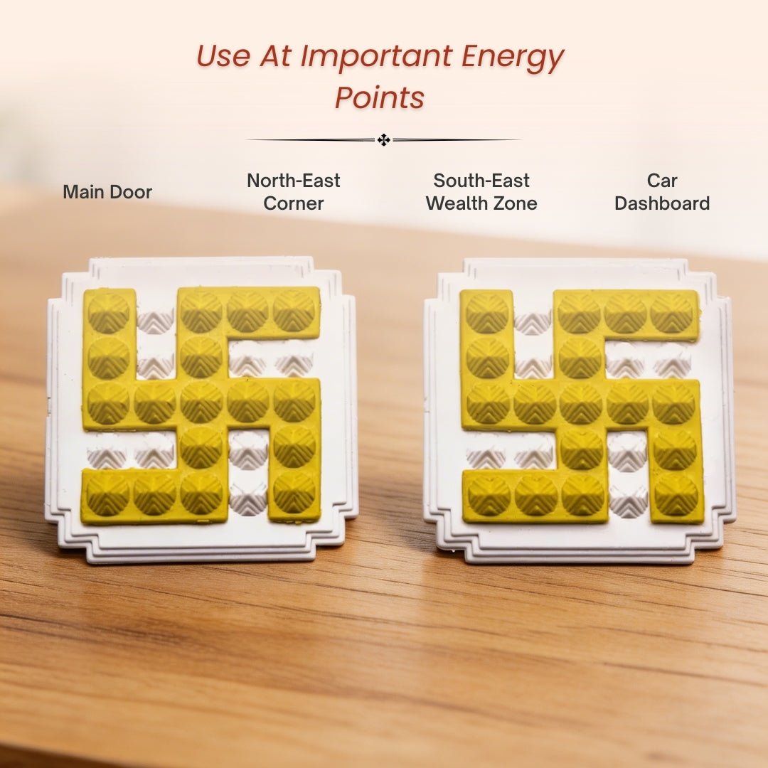 Yellow Swastik Pyramid 2.5'' Pair Vastu Remedies - plusvalueindia