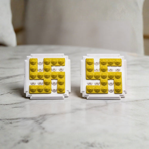 Yellow Swastik Pyramid 2.5'' Pair Vastu Remedies - plusvalueindia