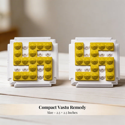 Yellow Swastik Pyramid 2.5'' Pair Vastu Remedies - plusvalueindia