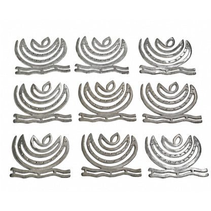 Detailed macro shot of cast zinc metal surface showing authentic bright silver finish, smooth spiral curves, and clean edges