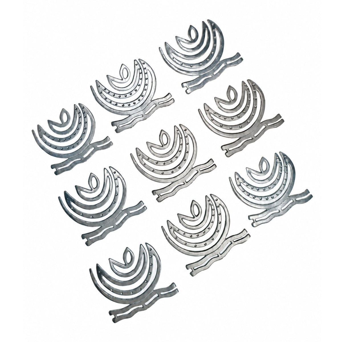 Substantial 6-inch zinc Vastu helix held in open hands demonstrating generous surface area, metallic shine, and lightweight profile