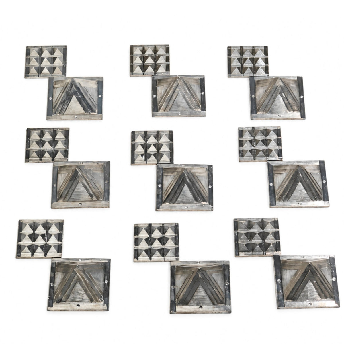 Nine zinc pyramids positioned systematically across the North-East floor zone of an office or mandir to balance water element energies