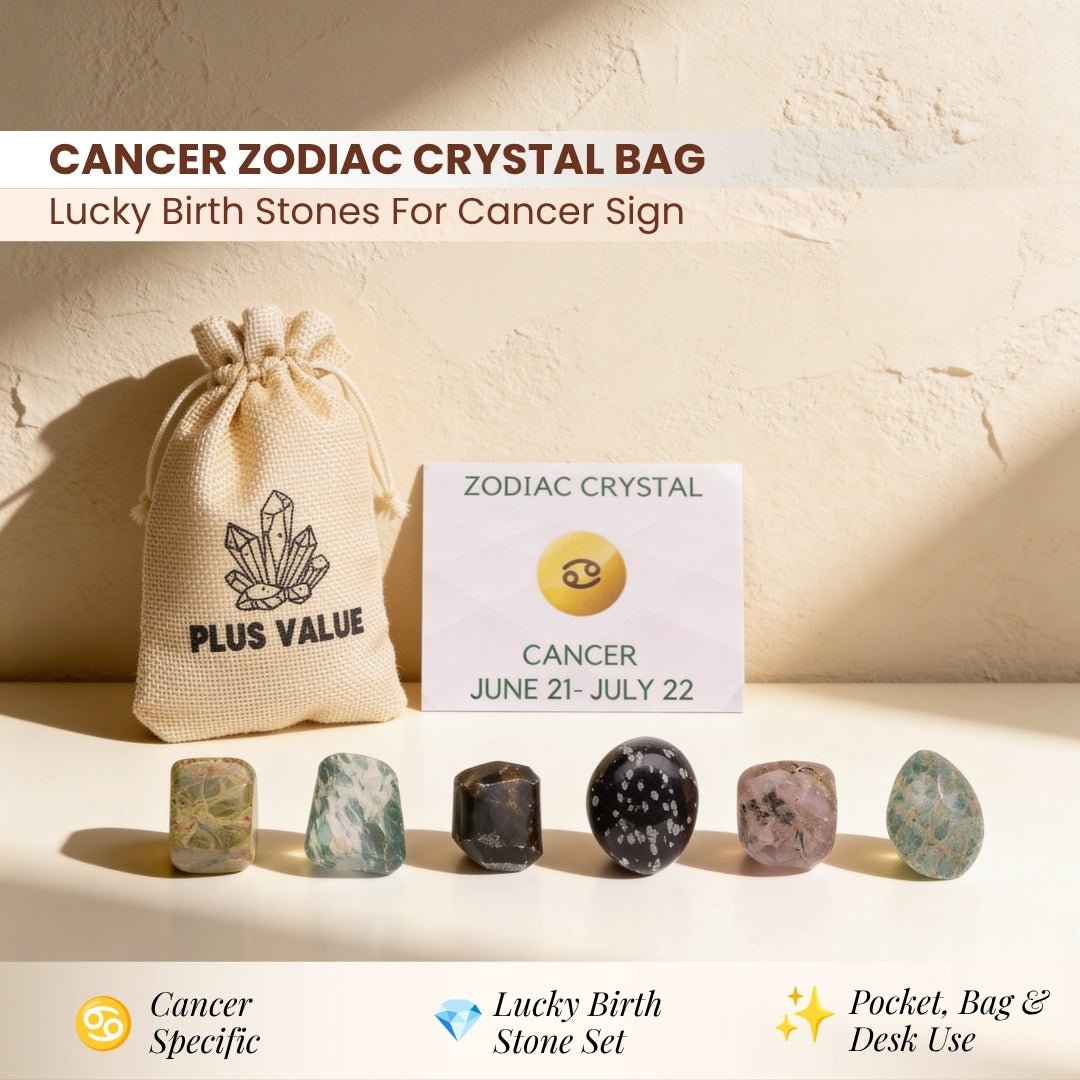 Zodiac Crystal Bag For Cancer Sign Lucky Birth Gemstone & Crystal Stones [June 21 - July 22] - plusvalueindia