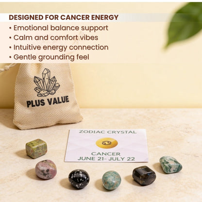 Zodiac Crystal Bag For Cancer Sign Lucky Birth Gemstone & Crystal Stones [June 21 - July 22] - plusvalueindia