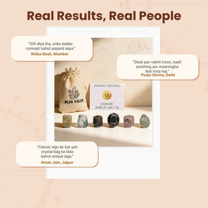 Zodiac Crystal Bag For Cancer Sign Lucky Birth Gemstone & Crystal Stones [June 21 - July 22] - plusvalueindia