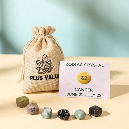 Zodiac Crystal Bag For Cancer Sign Lucky Birth Gemstone & Crystal Stones [June 21 - July 22] - plusvalueindia