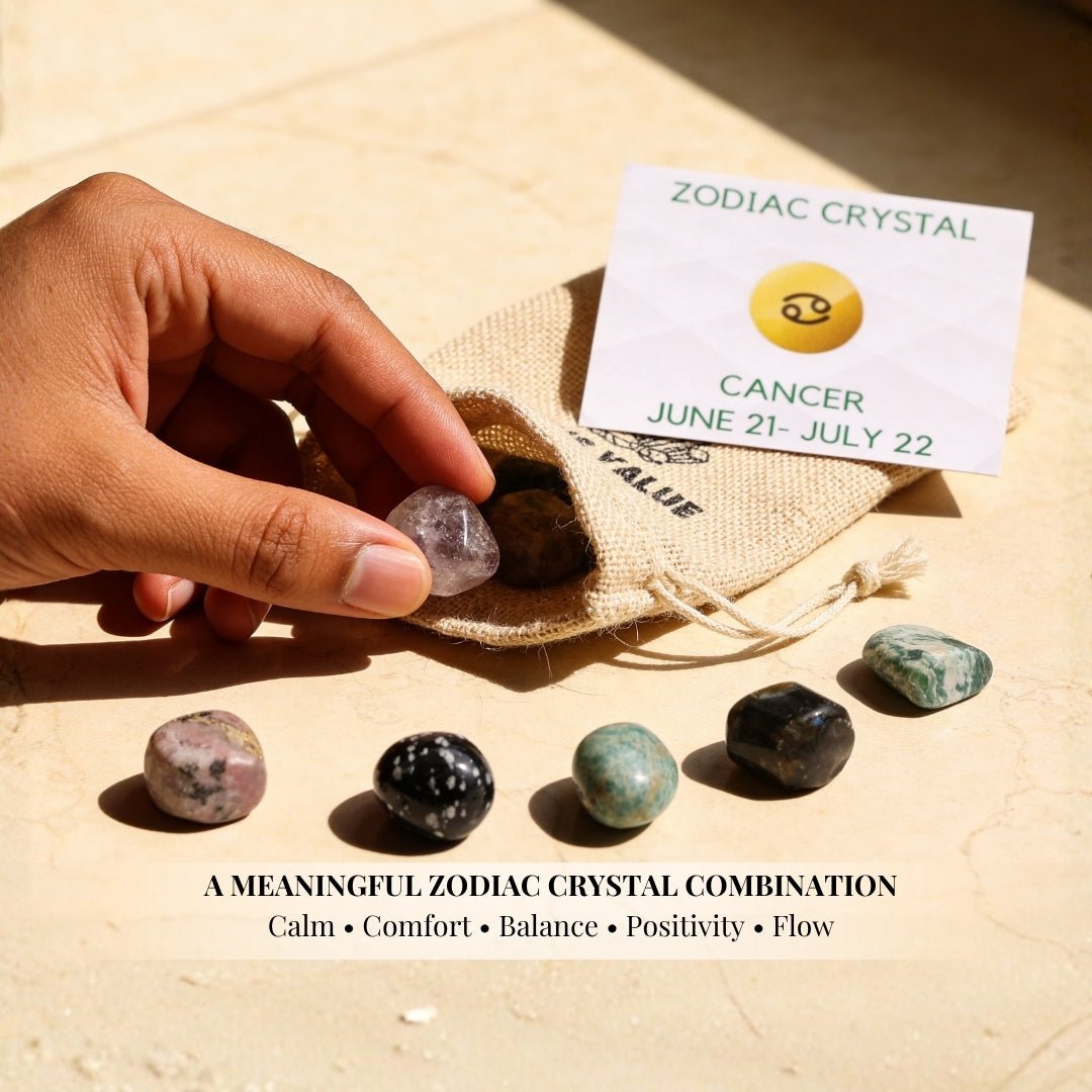 Zodiac Crystal Bag For Cancer Sign Lucky Birth Gemstone & Crystal Stones [June 21 - July 22] - plusvalueindia