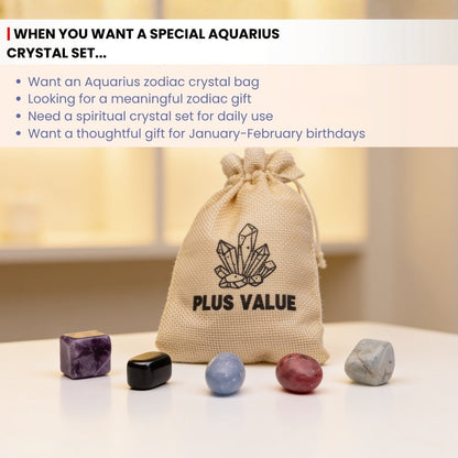 close-up of the five natural tumbled stones in the Aquarius set