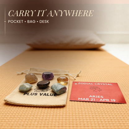 Zodiac Crystal Bag For Aries Sign Lucky Birth Gemstones & Crystal Stones [March 21 - April 19] - plusvalueindia