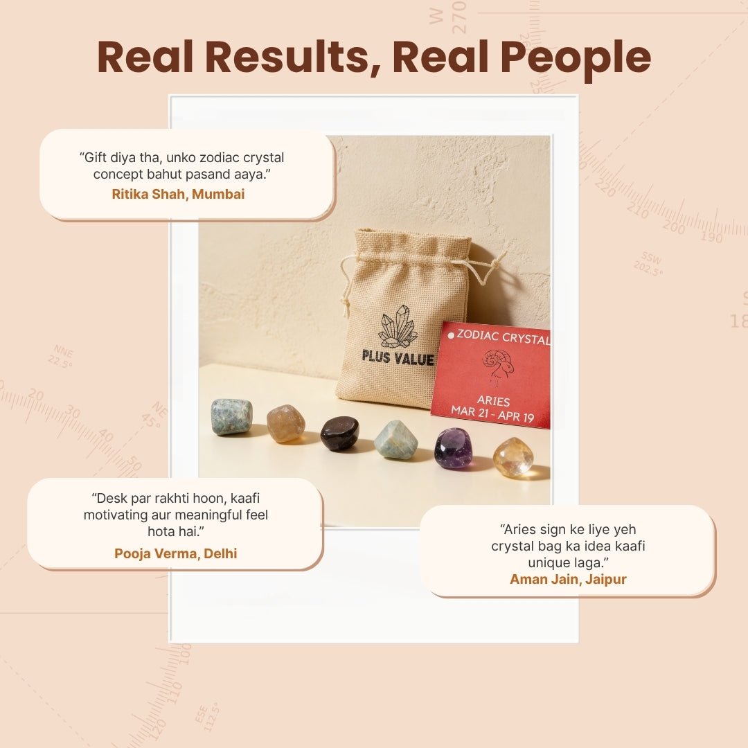 Zodiac Crystal Bag For Aries Sign Lucky Birth Gemstones & Crystal Stones [March 21 - April 19] - plusvalueindia