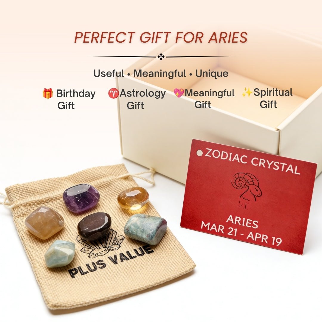 Zodiac Crystal Bag For Aries Sign Lucky Birth Gemstones & Crystal Stones [March 21 - April 19] - plusvalueindia