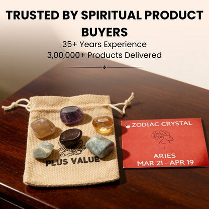 Zodiac Crystal Bag For Aries Sign Lucky Birth Gemstones & Crystal Stones [March 21 - April 19] - plusvalueindia