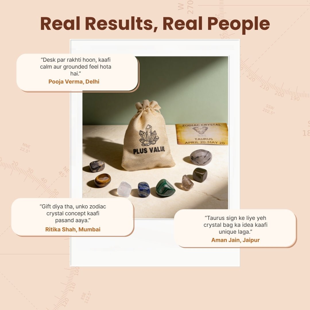 Zodiac Crystal Bag For Taurus Sign Lucky Birth Gemstones & Crystal Stones [April 20 - May 20] - plusvalueindia