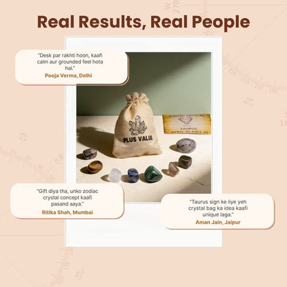 Zodiac Crystal Bag For Taurus Sign Lucky Birth Gemstones & Crystal Stones [April 20 - May 20] - plusvalueindia