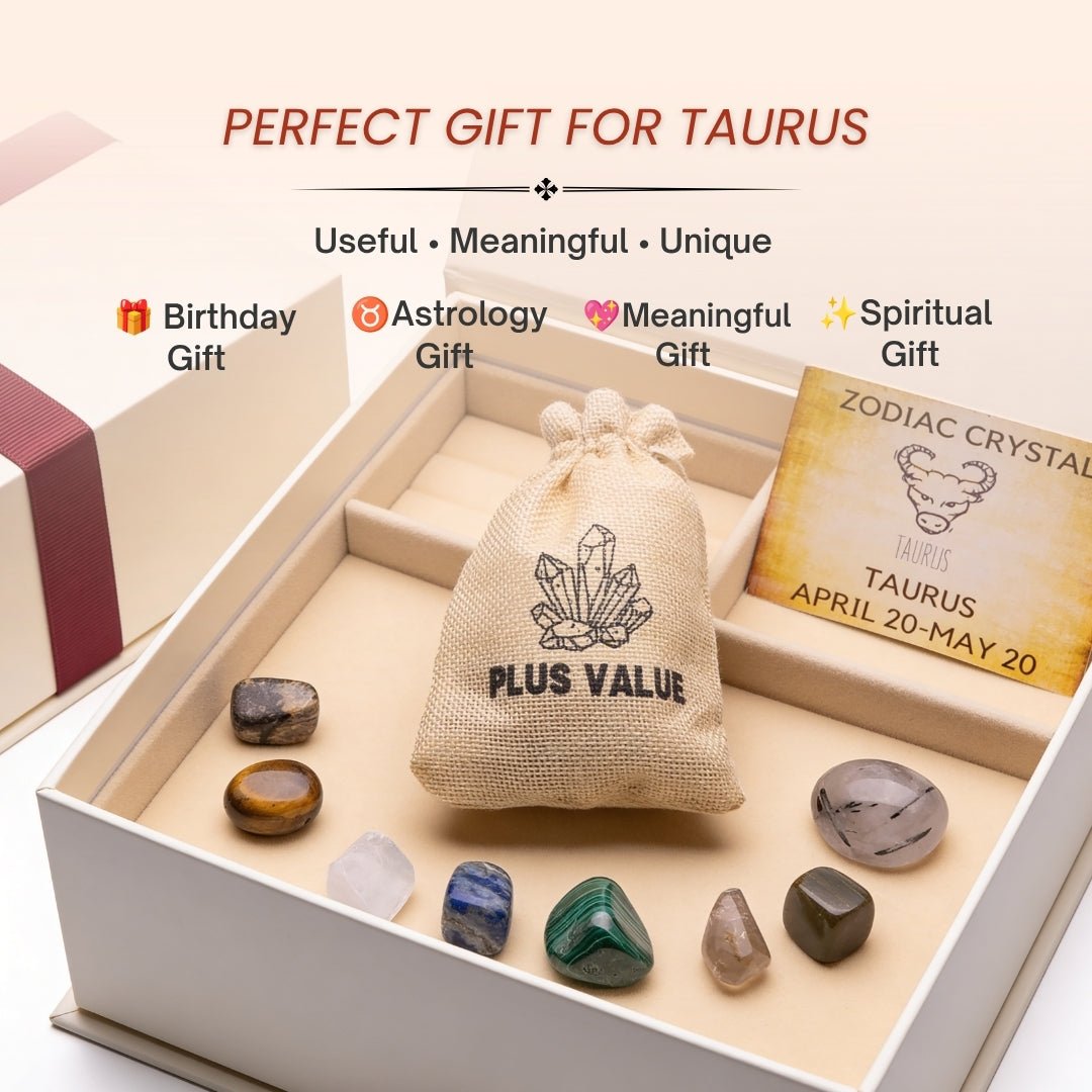 Zodiac Crystal Bag For Taurus Sign Lucky Birth Gemstones & Crystal Stones [April 20 - May 20] - plusvalueindia