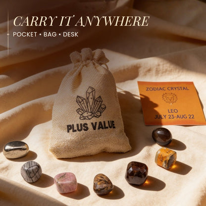 Zodiac Crystal Bag For Leo Sign Lucky Birth Gemstones & Crystal Stones [July 23 - August 22] - plusvalueindia