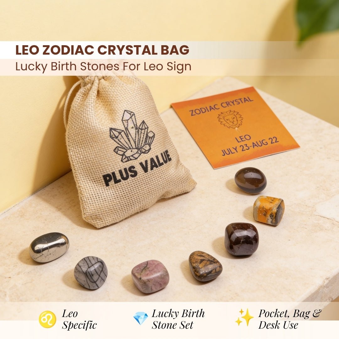 Zodiac Crystal Bag For Leo Sign Lucky Birth Gemstones & Crystal Stones [July 23 - August 22] - plusvalueindia