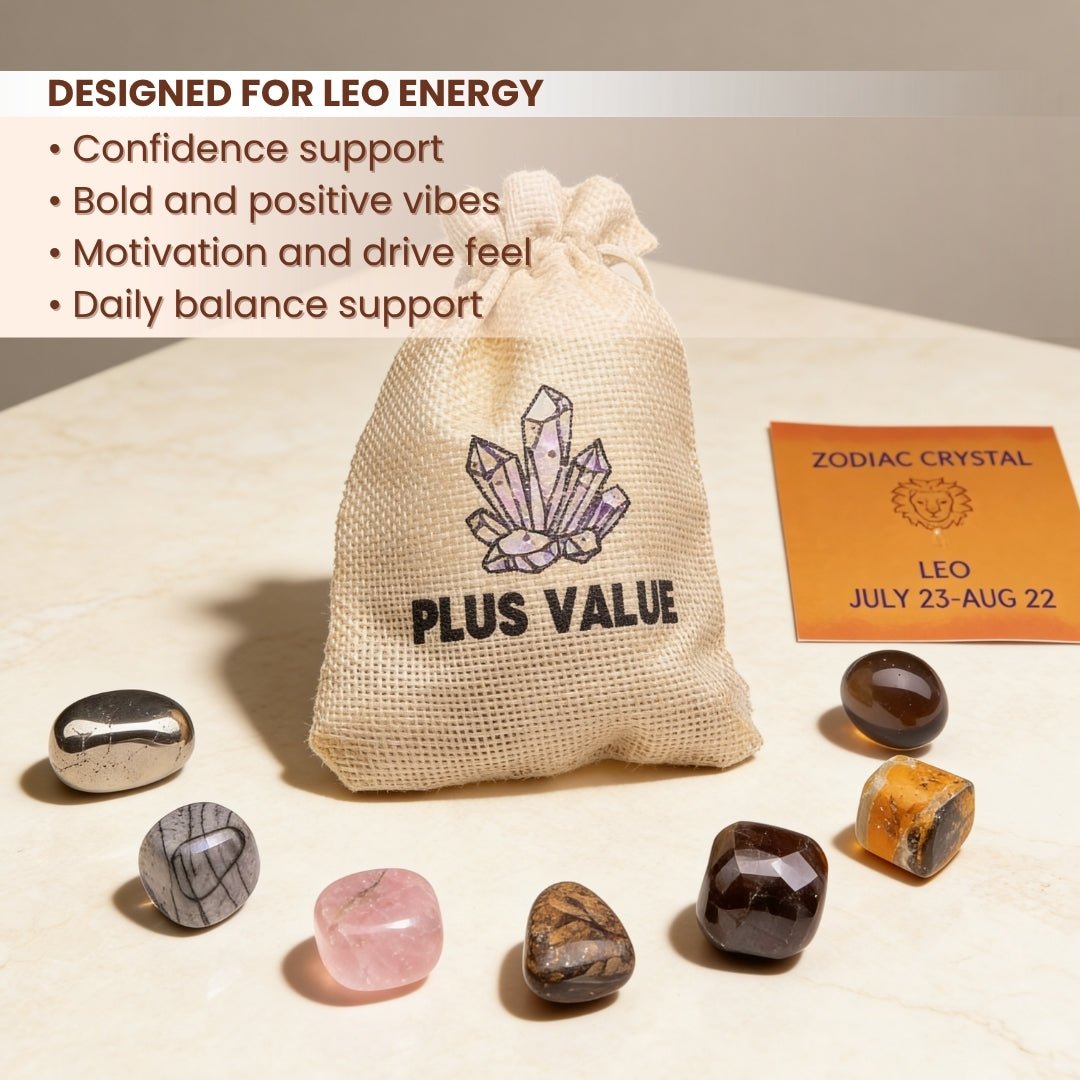 Zodiac Crystal Bag For Leo Sign Lucky Birth Gemstones & Crystal Stones [July 23 - August 22] - plusvalueindia