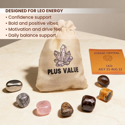 Zodiac Crystal Bag For Leo Sign Lucky Birth Gemstones & Crystal Stones [July 23 - August 22] - plusvalueindia