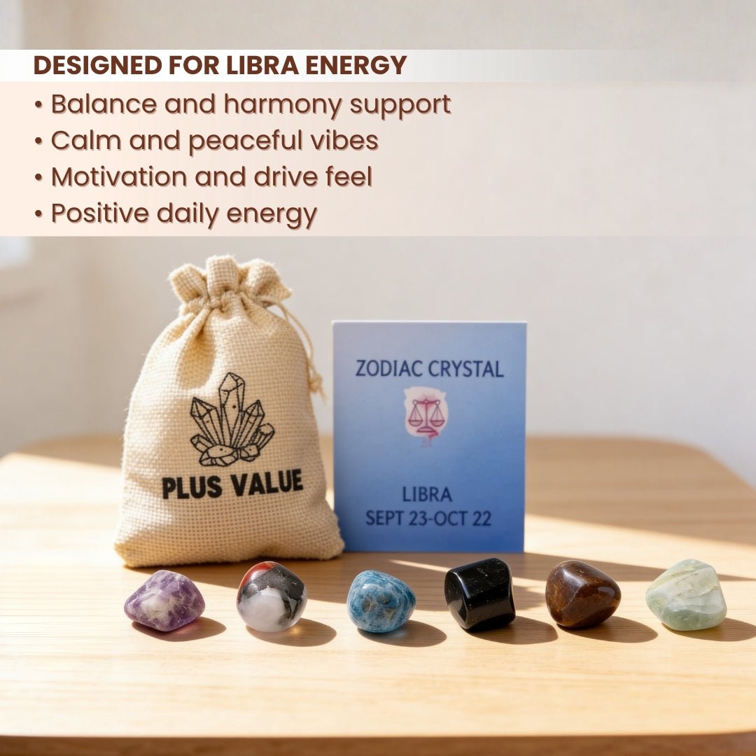 Zodiac Crystal Bag For Libra Lucky Birth Gemstones & Crystal Stones [September 23 - October 22] - plusvalueindia