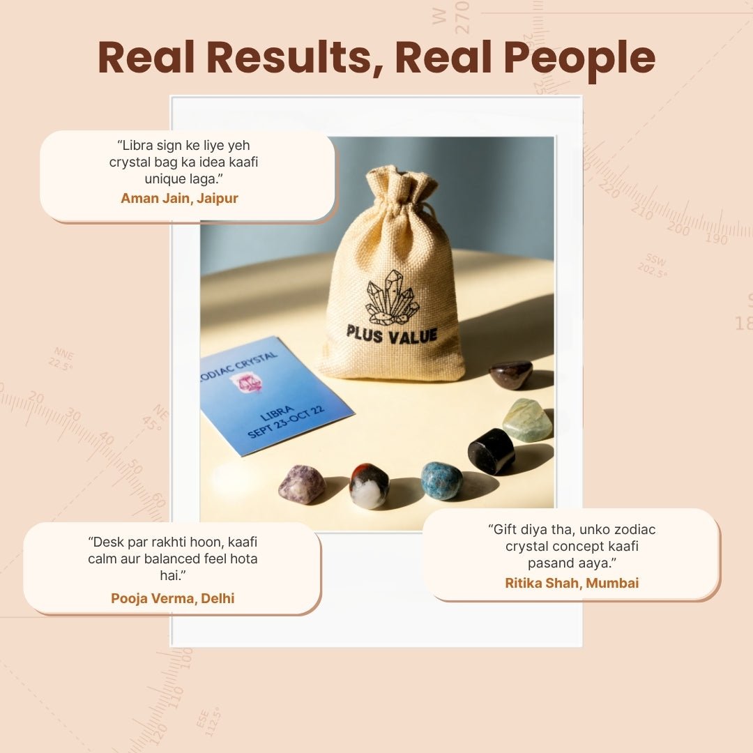 Zodiac Crystal Bag For Libra Lucky Birth Gemstones & Crystal Stones [September 23 - October 22] - plusvalueindia
