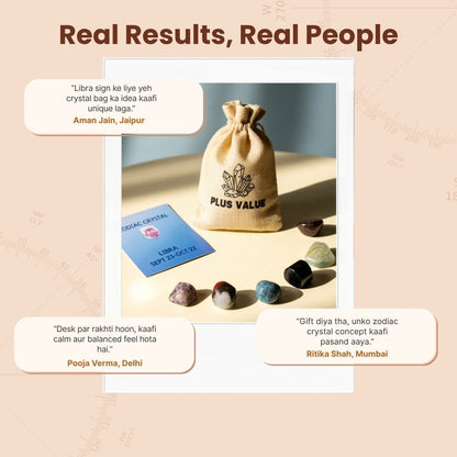 Zodiac Crystal Bag For Libra Lucky Birth Gemstones & Crystal Stones [September 23 - October 22] - plusvalueindia