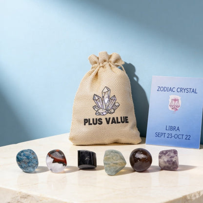 Zodiac Crystal Bag For Libra Lucky Birth Gemstones & Crystal Stones [September 23 - October 22] - plusvalueindia