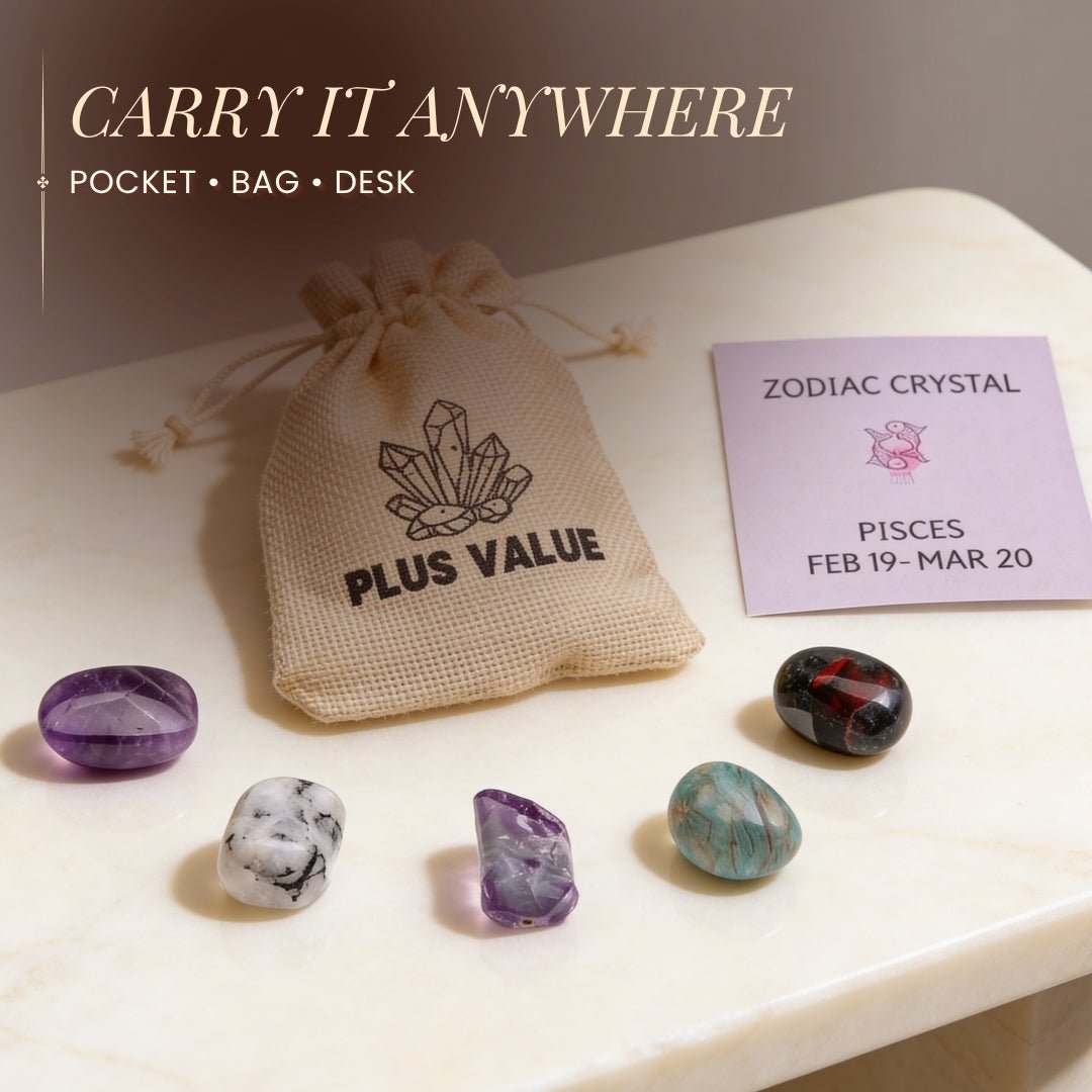 Zodiac Crystal Bag For Pisces Sign Lucky Birth Gemstones & Crystal Stones [February 19 - March 20] - plusvalueindia