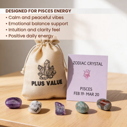 Zodiac Crystal Bag For Pisces Sign Lucky Birth Gemstones & Crystal Stones [February 19 - March 20] - plusvalueindia