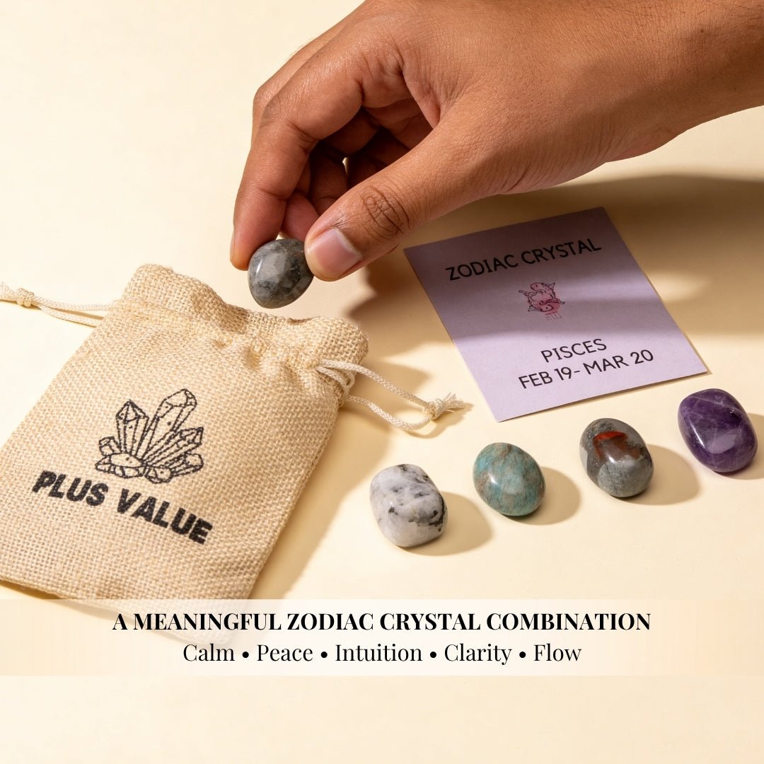 Zodiac Crystal Bag For Pisces Sign Lucky Birth Gemstones & Crystal Stones [February 19 - March 20] - plusvalueindia